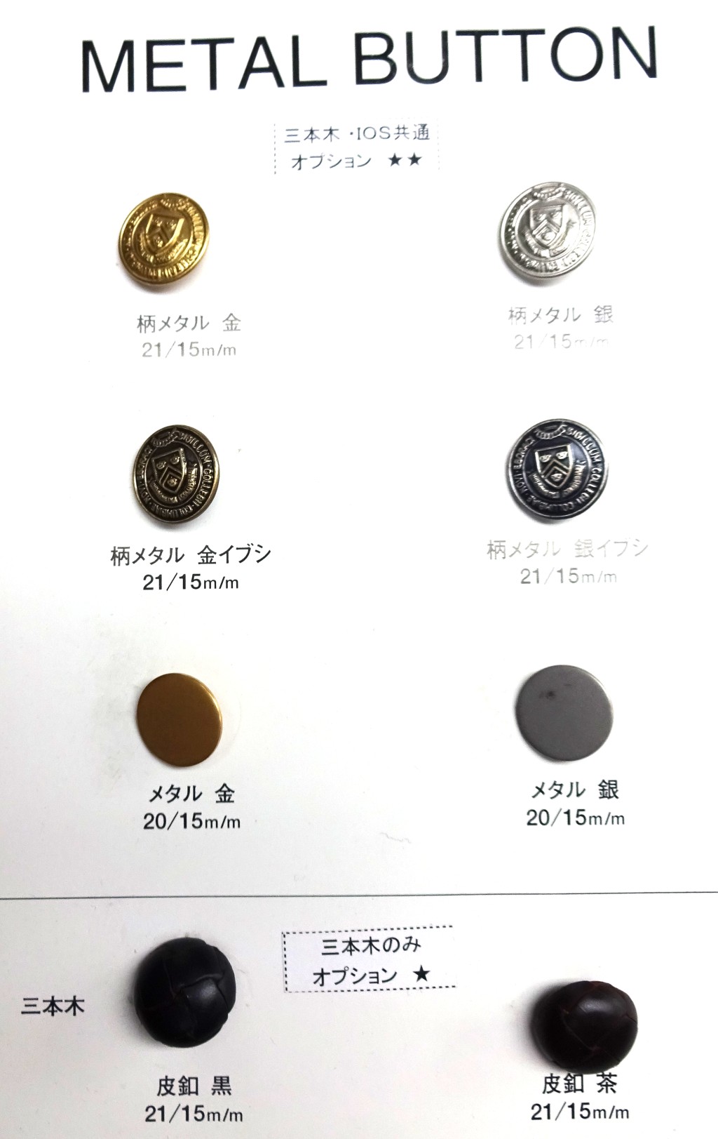 三田洋服店 メタルボタン
